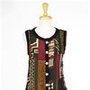 Plus Rayon Dresses - Button-Front Lightweight Rayon Sleeveless Long Dress in Tribal Art