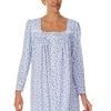 Eileen West Cotton Knit Long Nightgown - Long Sleeve in Blue Symphony