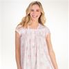 Plus Silkyknit Nightgowns - Miss Elaine Flutter Sleeve Short Nightgown in Peach Bouquet