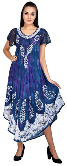 Short Sleeve One Size Fits Most Rayon Mid Length Athena Trapeze Dress in Six Colors 