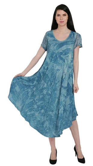 Short Sleeve Rayon long Umbrella Style One Size (Fits Most Miss/Plus) Phuket A Line Dress in 6 color options