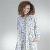 Cotton Robe La Cera  Long Sleeve Cotton Robe/Button-Front Nightgown - Rose Vine