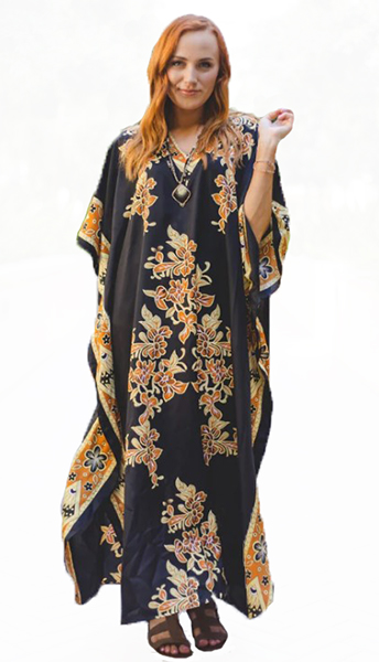 Winlar Women&#39;s Satin Charmeuse Caftan in Taylor Black