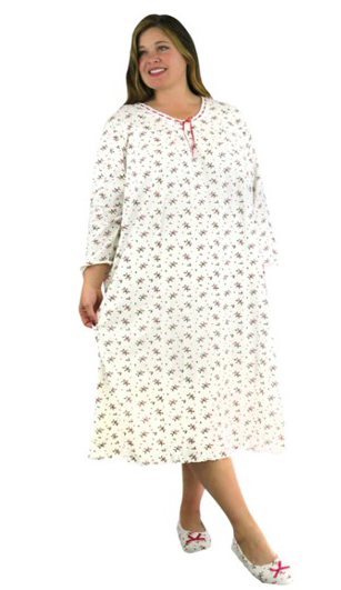 Plus Size La Cera Long Sleeve 100% Cotton Knit Ballet Mistletoe Print on Ivory