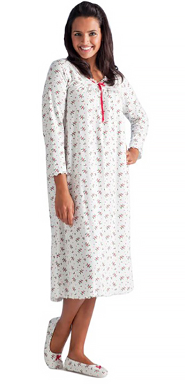 La Cera Long Sleeve 100% Cotton Knit Ballet Mistletoe Print on Ivory