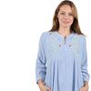 Plus Size Long 100% Cotton Seersucker Zip Front Robe Embroidered in Blue or Red Stripe