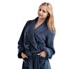 La Cera Heathered Fleece Denim Wrap Robe