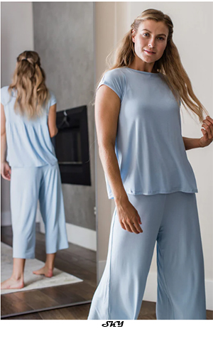 Yala Swing Bamboo Short Sleeve Wide Legged Cropped  Pajama Set 