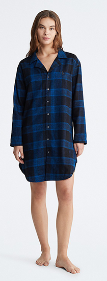 Sale 100% Cotton Flannel Sleepshirt in Blue Plaid or Grey Heather
