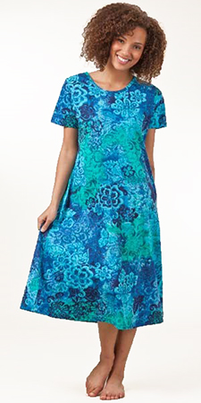 La Cera Dress with pockets - Cotton Knit A-Line Blue Dress in Deep Lagoon