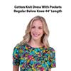 cotton knit dress with pockets 44" length model is 5'9"