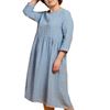 Smock Linen Dress Mid-Length 3/4 Sleeves in Cloudy Blue (Mint & Red also available)