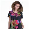  La Cera Dresses - Short Sleeve Cotton Knit A-Line Dress in Night Glow