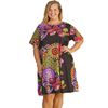 Plus Sizes (1X to 5X) La Cera Short Dresses with pockets - Short Sleeve Cotton Knit Dress in Night Glow