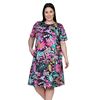 Plus Size 100% Cotton Dress with Pockets -  Knit Short Sleeve by La Cera in Fruity Floral