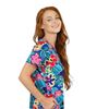 La Cera 100% Cotton Knit Dress with Pockets in Royal Floral Motif