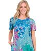 La Cera Dresses - Cotton Knit A-Line Blue Dress in Seaside Garden