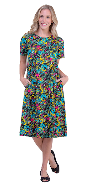 La Cera Cotton Dress Knit - Short Sleeve in Sunny Gardens
