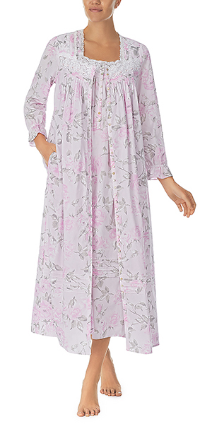 Special - Eileen West Nightgown and Robe Set - 100% Cotton Ballet Length in Rose Floral