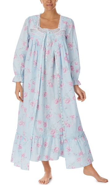 Eileen West (Size S) Cotton Lawn Nightgown and Robe Set in Whimsical Rose