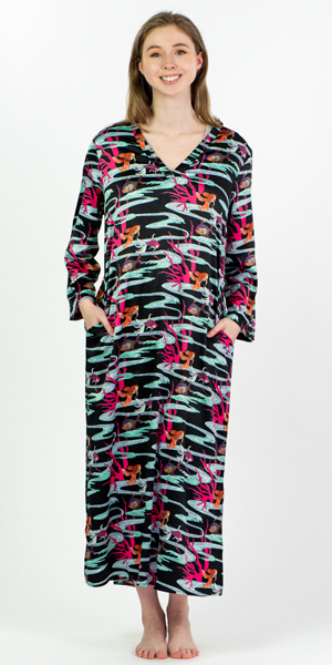 SC SALE N Natori (Small) Long Matte Satin Caftan - Island Cove