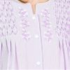 Snap Front Miss Elaine Smocked Seersucker - Embroidered Lilac Stripe