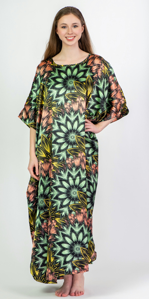 Winlar Satin Charmeuse Women&#39;s Caftan Lounger in Starstruck