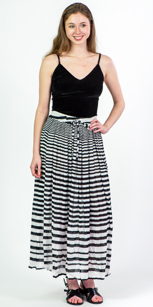 Misses Skirts - One Size Semi-Sheer Crinkle Rayon - Ribbon Stripes