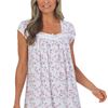Eileen West Cotton Knit Cap Sleeve Ballet Nightgown in Tulip Floral
