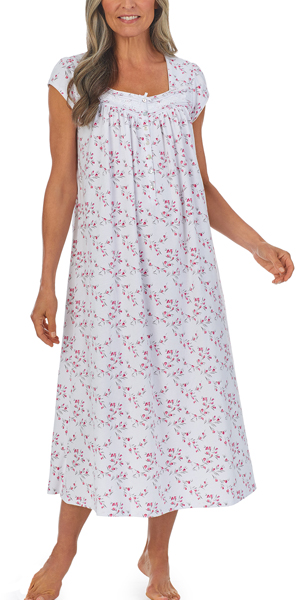 Eileen West Cotton Knit Cap Sleeve Ballet Nightgown in Tulip Floral