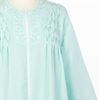 Miss Elaine Long Seersucker Robe - Smocked Zip Front in Aqua Mint