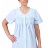 Miss Elaine (Size S) Seersucker Snap Front Short Robe In Blue White Check