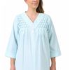 Miss Elaine (Size S) Seersucker Long Zip Robe - Smocked in Aqua White Check