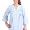 Miss Elaine (Size S) Seersucker Long Zip Robe - Smocked in Blue White Check