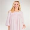 Plus Miss Elaine Long Seersucker Smocked Zip Robe in Pink
