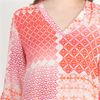  "N" by Natori V-Neck  Poly Long Caftan in Coral Granada Print
