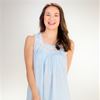 Eileen West Plus Sized Long Cotton Sleeveless Nightgown in Blue Dobby Stripe