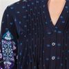 3/4 Sleeve La Cera Pleated Poly Blend Tunic Top in Baltic Fusion