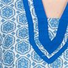 Woven Cotton Caftan - 3/4 Sleeve La Cera Lounger - Mandolin Blue
