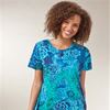 La Cera Dresses - Cotton Knit A-Line Blue Dress in Deep Lagoon