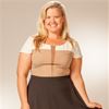 SC SALE Plus Size (2X) Dresses - Black & Tan Color Blocked Cap Sleeve Dress