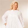Plus (Size 1X) La Cera Cotton Pintucking Delight Nightshirt -  White Cotton Gowns