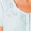 La Cera Cotton Nightgown - Short Sleeve Lace-Trim Gown in Blue