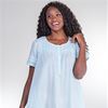 Plus La Cera Short Sleeve Cotton Nightgown in Pearl Innocence - Blue
