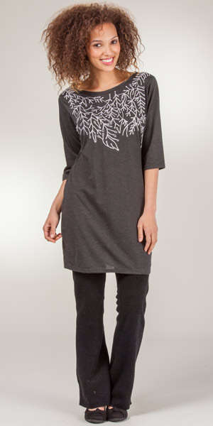 SC SALE Embroidered  Knit Tunic / Cover-up or Short Dress - Shadow Sprigs