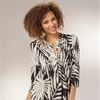 La Cera (Small) Pleated 3/4 Sleeve Poly Blend Tunic Top - Palm Shade