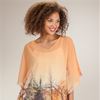 SC SALE Misses (Medium) Poncho Top - Semi Sheer V-Neck Tunic Blouse in Lakeside