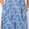 Plus La Cera "Easy Fit" Knit A-Line Dress - Blue Floral on White