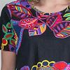 La Cera Dresses - Short Sleeve Cotton Knit A-Line Dress in Night Glow