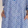 Woven Cotton Caftan - 3/4 Sleeve La Cera Lounger - Mandolin Blue